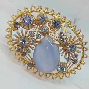 * vintage Made in Austria blue crystal glass pin brooch